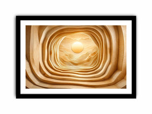 japandi layered wood abstract neutral wall art 3d tunnel sun minimalist canvas decor