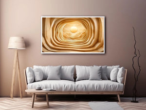 japandi layered wood abstract neutral wall art 3d tunnel sun minimalist canvas decor