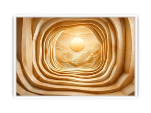 japandi layered wood abstract neutral wall art 3d tunnel sun minimalist canvas decor