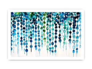 Teal and blue abstract watercolor drip pattern minimalist luxury wall art