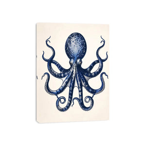 Minimal blue octopus illustration wall art with clean nautical design