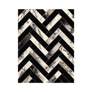 Black and white chevron geometric pattern wall art with textured design modern minimalist canvas for living room decor