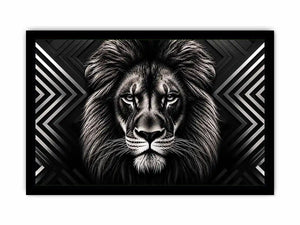 Black lion head geometric wall art modern luxury canvas for living room office decor