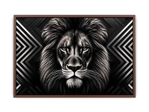 Black lion head geometric wall art modern luxury canvas for living room office decor