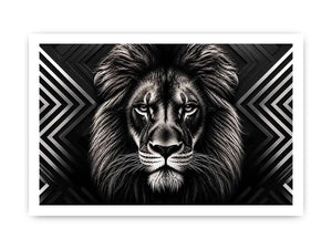 Black lion head geometric wall art modern luxury canvas for living room office decor