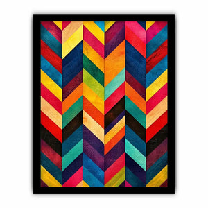 Colorful geometric chevron pattern abstract wall art modern canvas for living room office decor