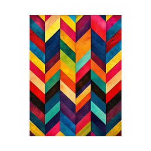 Colorful geometric chevron pattern abstract wall art modern canvas for living room office decor