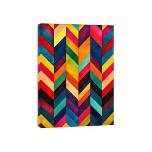 Colorful geometric chevron pattern abstract wall art modern canvas for living room office decor