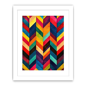 Colorful geometric chevron pattern abstract wall art modern canvas for living room office decor