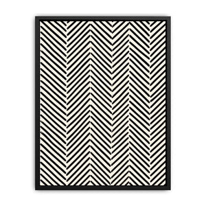 Black and white chevron line pattern minimalist wall art modern canvas for living room decor