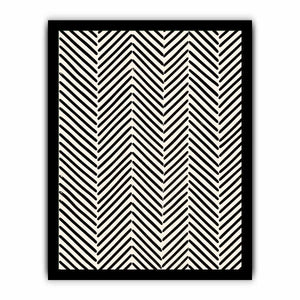 Black and white chevron line pattern minimalist wall art modern canvas for living room decor