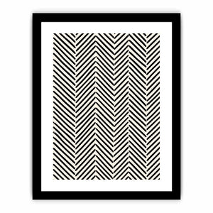 Black and white chevron line pattern minimalist wall art modern canvas for living room decor
