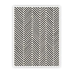Black and white chevron line pattern minimalist wall art modern canvas for living room decor