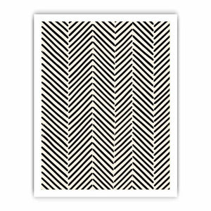 Black and white chevron line pattern minimalist wall art modern canvas for living room decor
