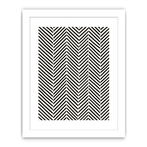 Black and white chevron line pattern minimalist wall art modern canvas for living room decor