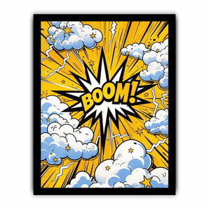 comic boom pop art wall art yellow explosion typography canvas for modern interior decor
