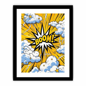 comic boom pop art wall art yellow explosion typography canvas for modern interior decor