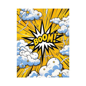 comic boom pop art wall art yellow explosion typography canvas for modern interior decor