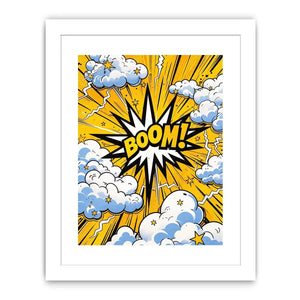 comic boom pop art wall art yellow explosion typography canvas for modern interior decor