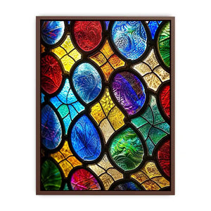bright colorful stained glass abstract wall art with vibrant mosaic pattern and glowing light texture