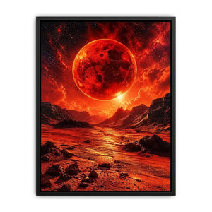 Red planet sci fi landscape wall art with dramatic sky and bold cosmic tones for modern luxury interiors
