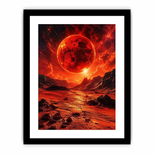 Red planet sci fi landscape wall art with dramatic sky and bold cosmic tones for modern luxury interiors
