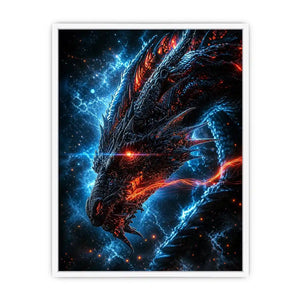 neon dragon wall art canvas fantasy creature glowing blue red sci fi digital artwork modern decor