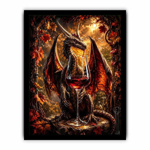 fantasy dragon wine wall art canvas gothic mythical creature autumn decor dark luxury artwork