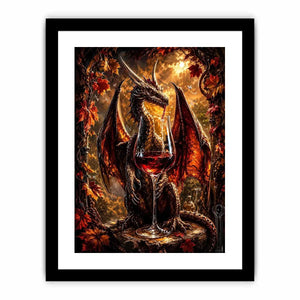 fantasy dragon wine wall art canvas gothic mythical creature autumn decor dark luxury artwork