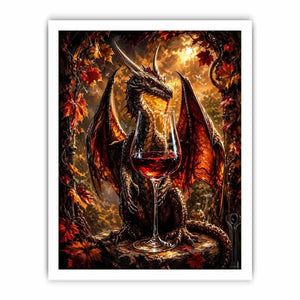 fantasy dragon wine wall art canvas gothic mythical creature autumn decor dark luxury artwork