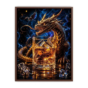 dragon whiskey wall art canvas fantasy creature glowing amber drink luxury gothic decor artwork