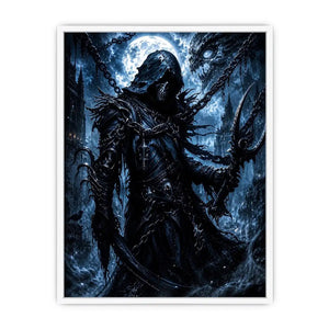 dark reaper fantasy wall art gothic hooded warrior canvas eerie moonlight cinematic decor artwork