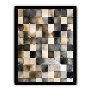 Neutral abstract watercolor grid wall art with soft gray squares and minimalist modern texture design