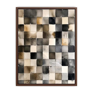 Neutral abstract watercolor grid wall art with soft gray squares and minimalist modern texture design