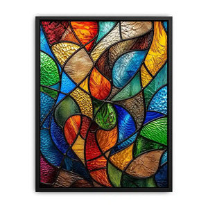 Abstract stained glass mosaic artwork with colorful flowing geometric patterns modern wall art canvas