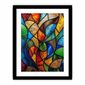 Abstract stained glass mosaic artwork with colorful flowing geometric patterns modern wall art canvas