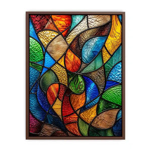 Abstract stained glass mosaic artwork with colorful flowing geometric patterns modern wall art canvas