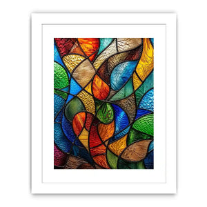Abstract stained glass mosaic artwork with colorful flowing geometric patterns modern wall art canvas