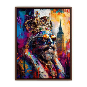 Colorful urban king portrait with crown and sunglasses in graffiti art style