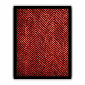 Rust red chevron textured canvas wall art with modern geometric pattern and tactile woven detail