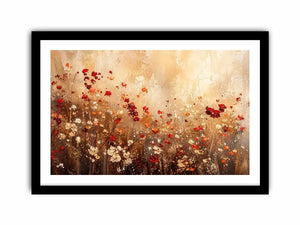 Abstract wildflower meadow canvas wall art with earthy floral textures and soft neutral luxury tones for modern interiors