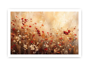 Abstract wildflower meadow canvas wall art with earthy floral textures and soft neutral luxury tones for modern interiors