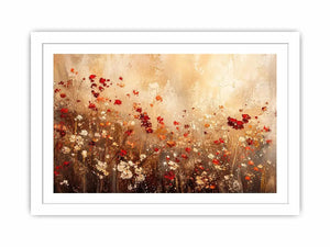 Abstract wildflower meadow canvas wall art with earthy floral textures and soft neutral luxury tones for modern interiors