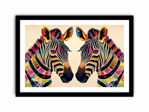 Colorful zebra pop art canvas featuring vibrant tribal patterns and bold modern abstract animal wall decor for luxury interiors