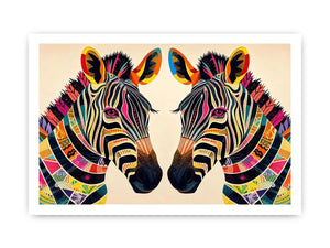 Colorful zebra pop art canvas featuring vibrant tribal patterns and bold modern abstract animal wall decor for luxury interiors