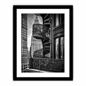 Black and white architectural cityscape canvas art for modern office and luxury living room decor.