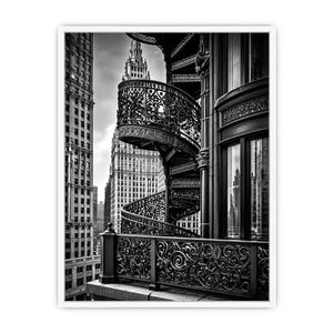 Black and white architectural cityscape canvas art for modern office and luxury living room decor.