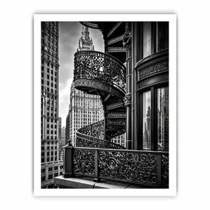 Black and white architectural cityscape canvas art for modern office and luxury living room decor.