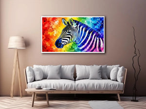 Colorful zebra pop art wall art vibrant animal canvas print for living room bedroom decor