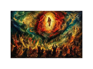 Expressionist spiritual painting wall art dramatic figures divine vision canvas print for living room gallery decor